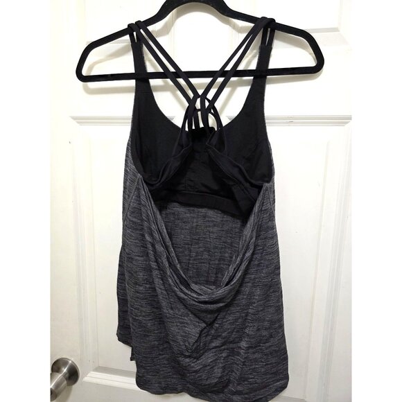 Lululemon Womens Heathered Gray Strappy Back Tank Top With Built-In Bra Size 8 - Picture 3 of 5